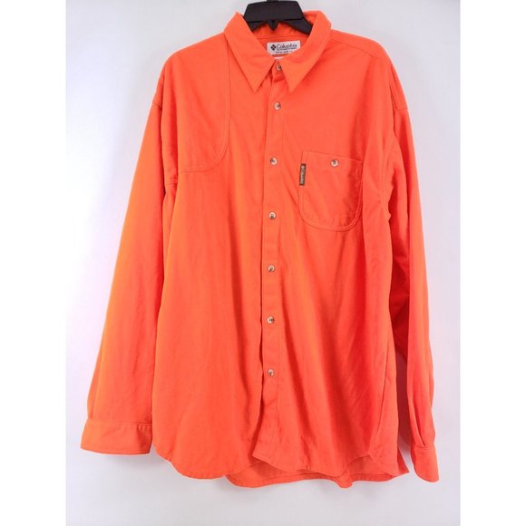 Columbia Shooting Shirt Men's Size XL Orange Fleece - Picture 1 of 8